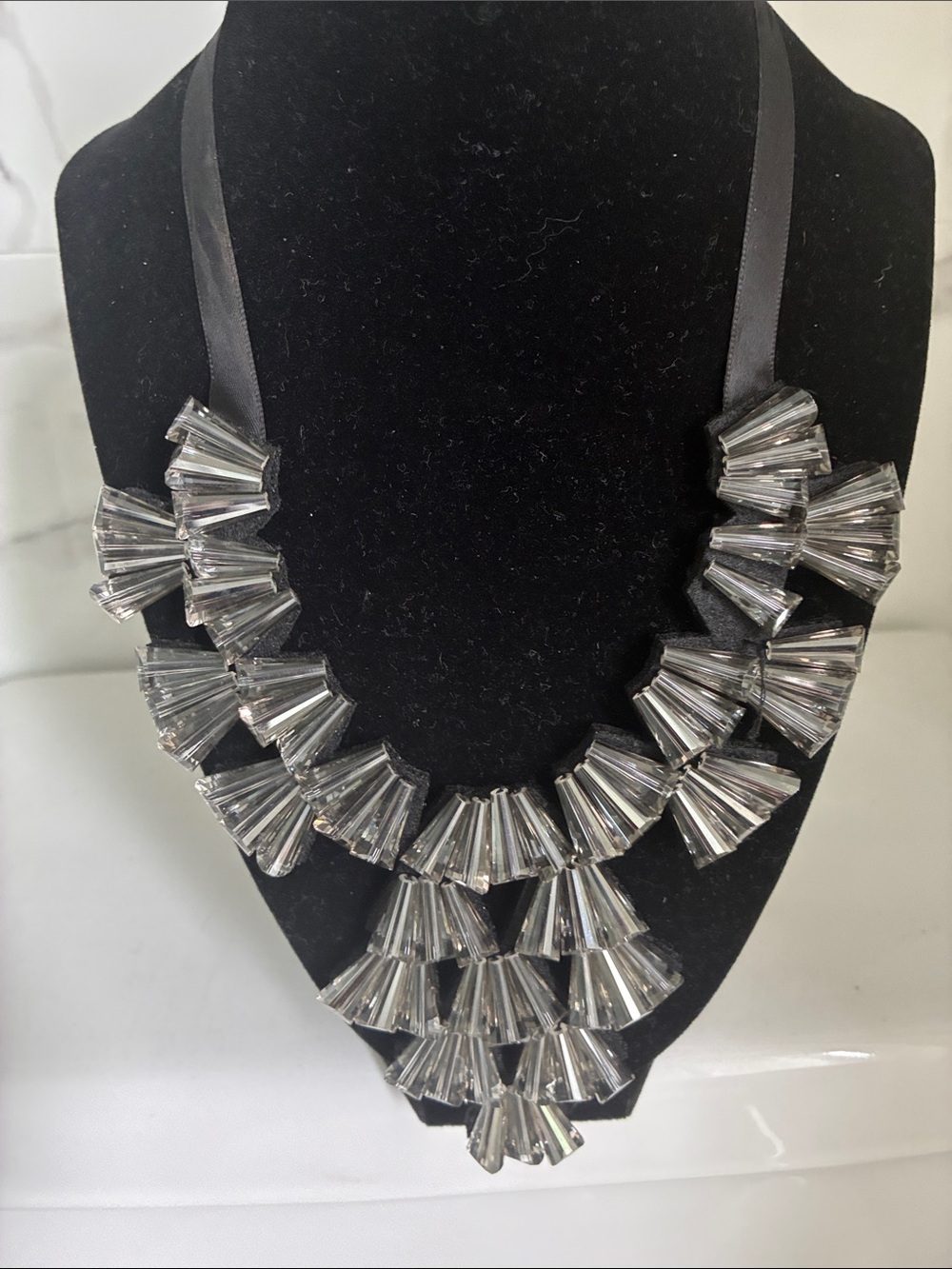 BCBGMaxAzria Clear Crystal Multitier Statement Necklace